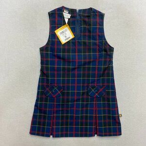 Dennis Uniform V-Neck Dropped Waist Uniform Jumper Dress G6 Wilson Plaid NWT